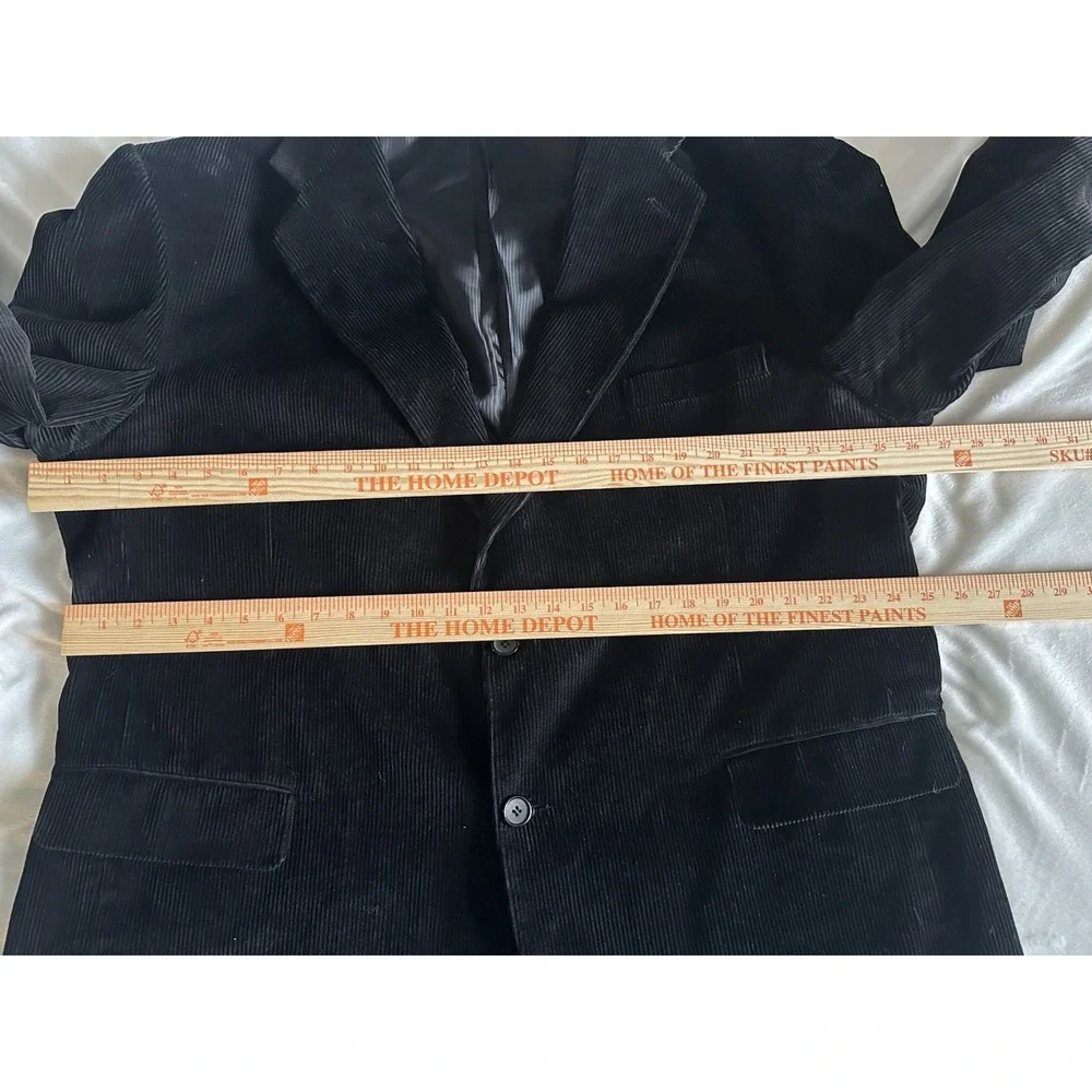 New England Corduroy Men's Jacket Blazer Sport Coat Size 48L Black Cotton Lined‎